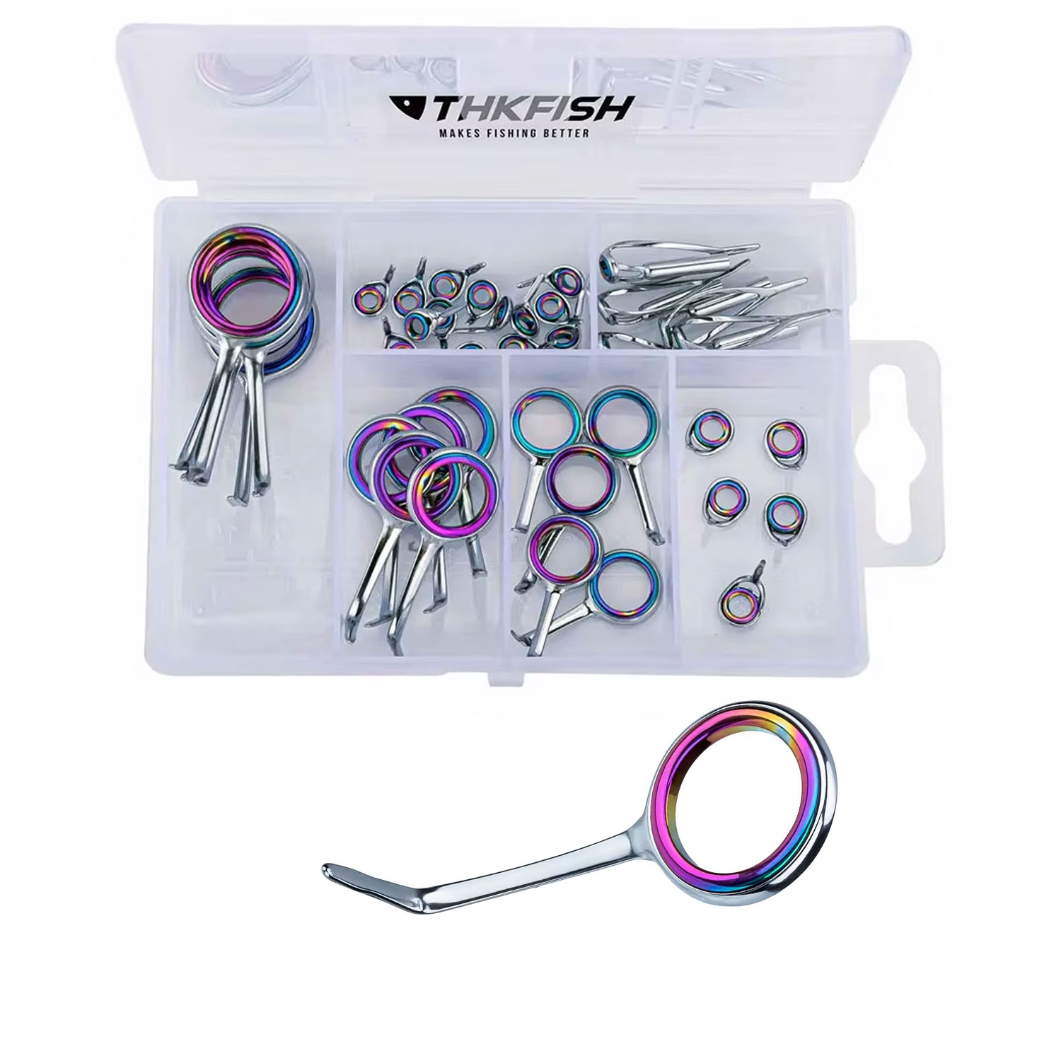 Fishing Rod Guide Replacement - مجموعة أدوات إرشادية ملونة من الفولاذ