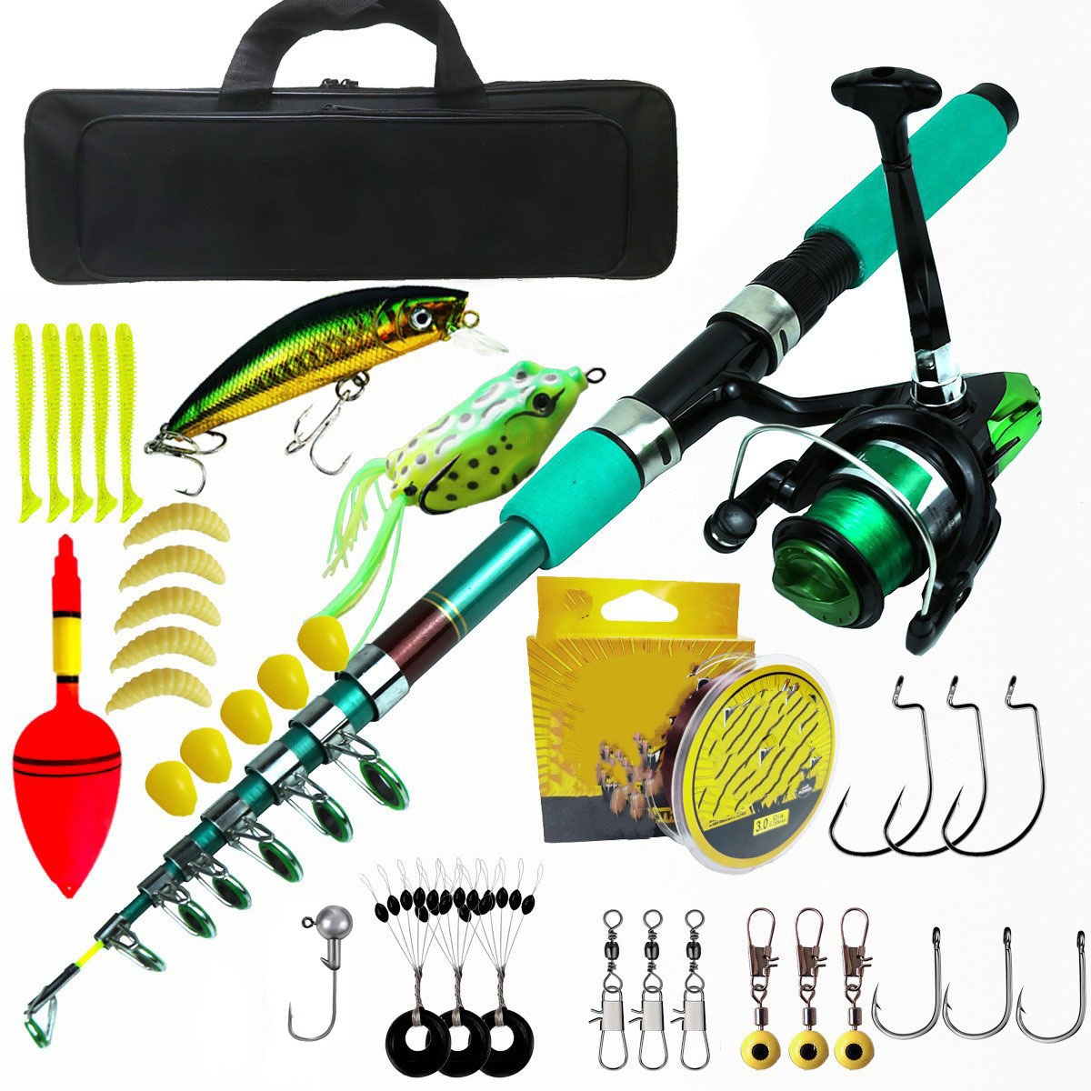 Fishing Rod Telescopic - طقم صيد سمك الشبوط المتكامل: صنارة