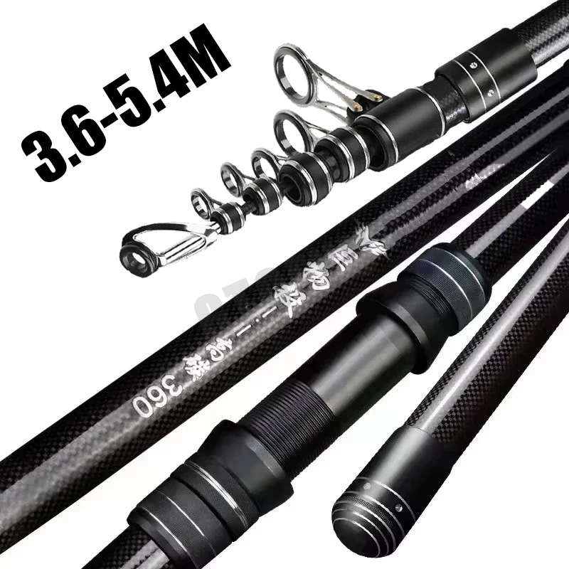 قصبة صيد تلسكوبية 3.6م 4.5م 5. - مراجعة Fishing Rod Surf وسعره
